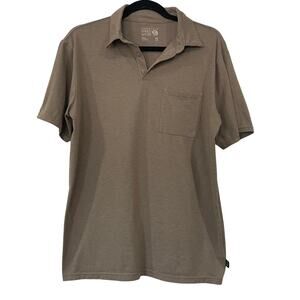 Mens Mountain Hardwear Tan Casual Collared Polo Short Sleeve Size M